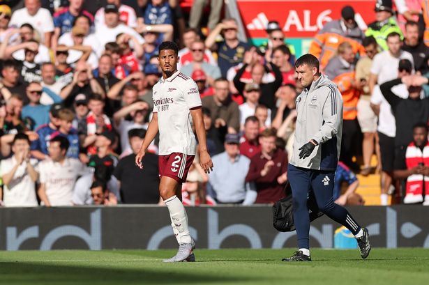 William Saliba injured less than five minutes into Liverpool clash in massive blow for Arsenal